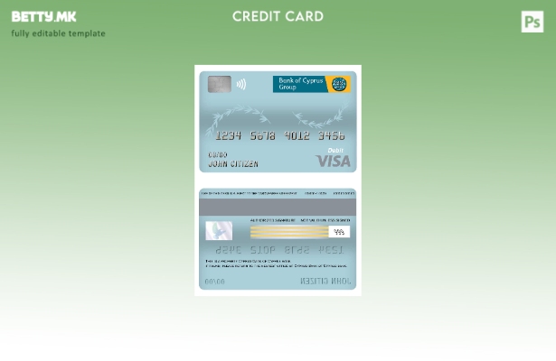 Модерен стил Шаблон за виза за дебитна картичка на Кипарската банка на Кипар